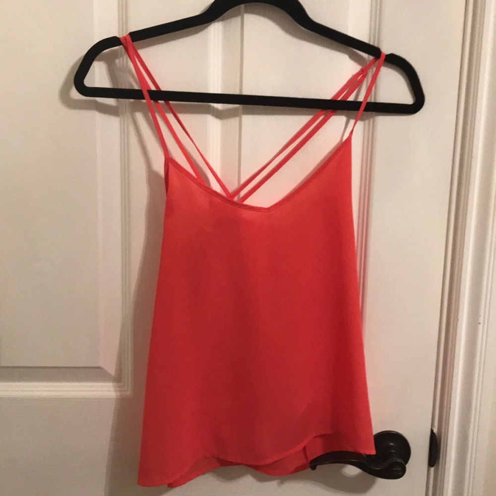 pink/coral spaghetti strap blouse